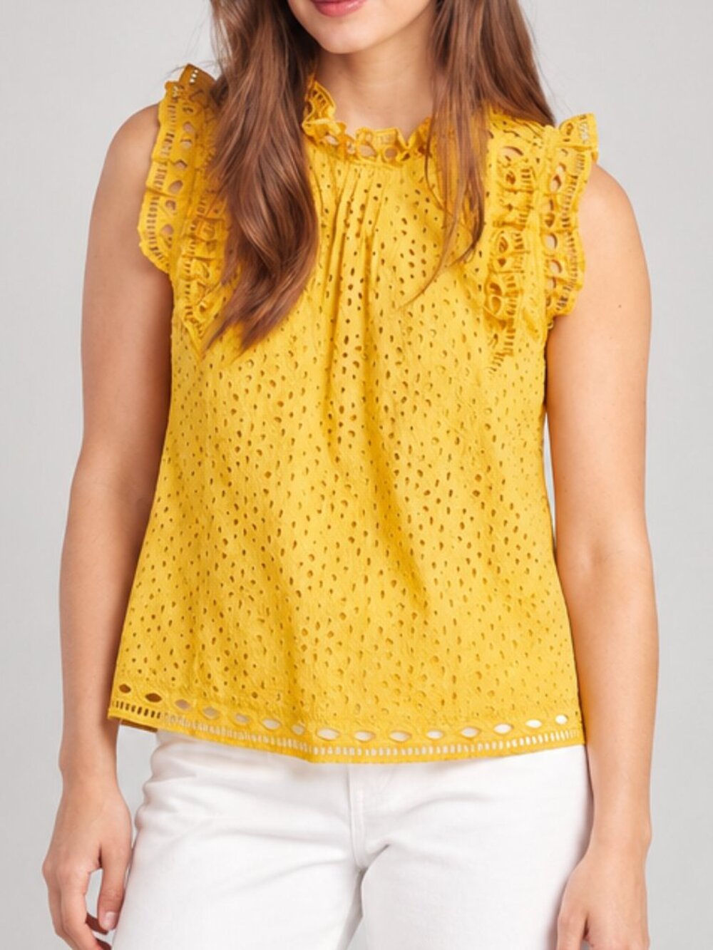 Maeve by Anthropologie Tilly Eyelet Blouse Yellow Size 6